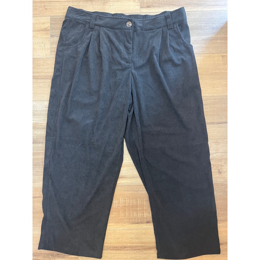 Halara Black Corduroy Wide Leg Pleated Pants High Waisted Plus Size 1X NWT